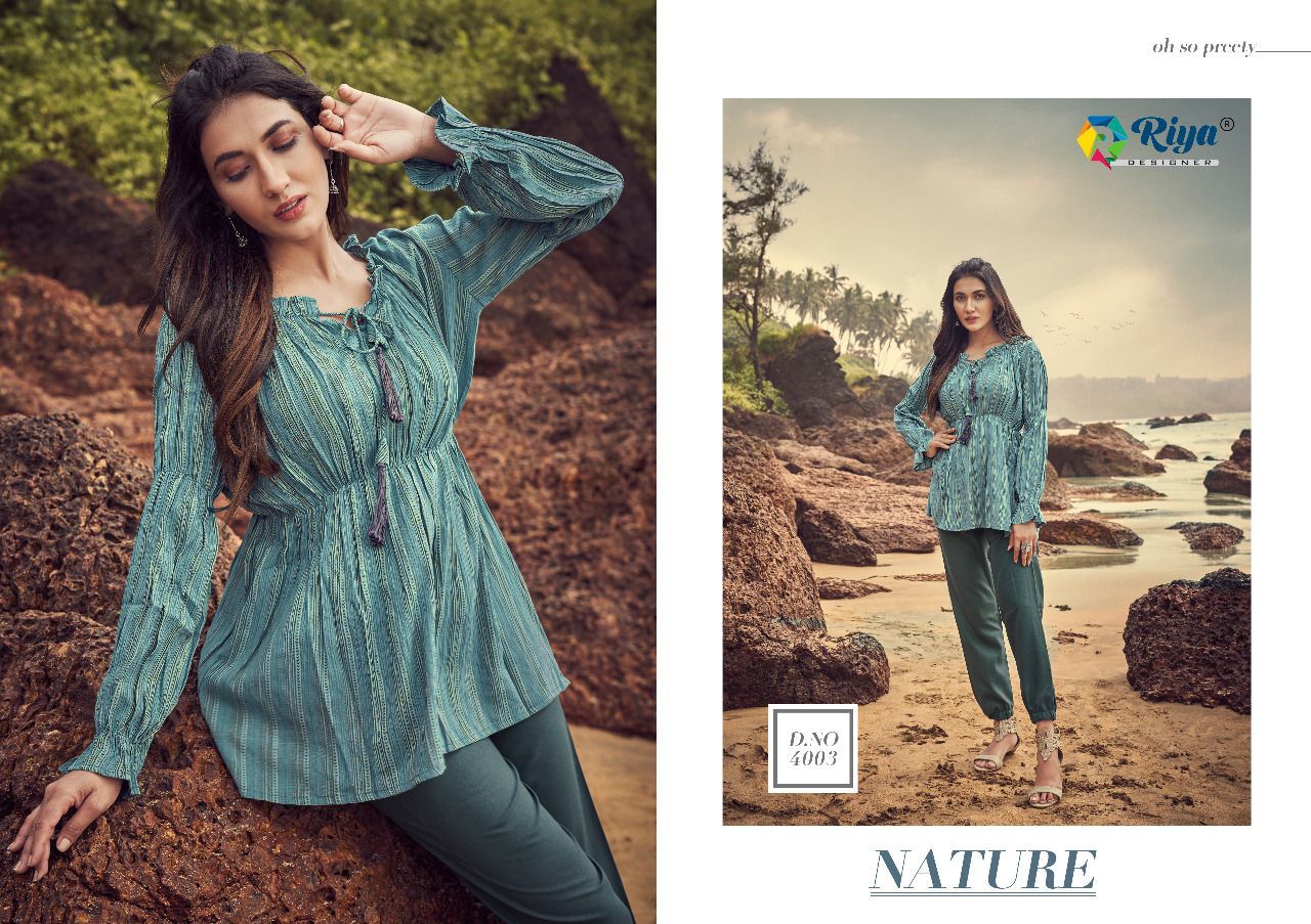 Riya Western 4 Fancy Stylish Wear Cotton Top With Bottom Collection 